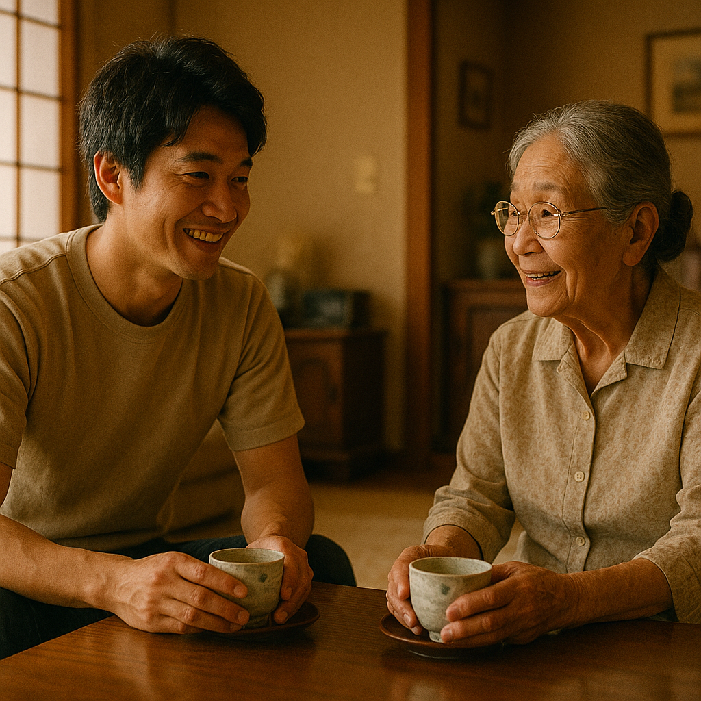 高齢者と行橋市内での何でも屋の会話の様子